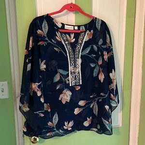 Belle By Kim gravel flowing peasant top